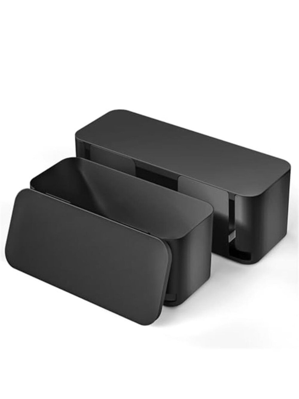 Cable Management Box Power Strip Cover Cord Organizer Wire Hider 2 Pack Black